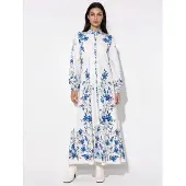 MSN Collection Bloemrijke Maxi Hemdress met Ceintuur