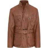 Infinity Leather Heren Tan Lam Leather Safari Parka Jas - Dresden