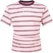 America Today gestreept T-shirt - roze Meisjes Katoen Ronde hals Streep - maat 170/176