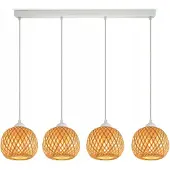 Luxolar Merkloze Bamboe Hanglamp Boho Wit E27 Max 60W 100cm