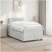 vidaXL Boxspringbed met matras en LED-verlichting, lichtgrijs, 120 x 200 cm, fluweel