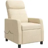 vidaXL Massage Relaxstoel Crèmekleurig Stof