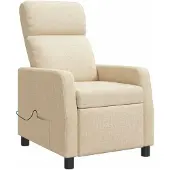 vidaXL Massage Relaxstoel Crèmekleurig Stof