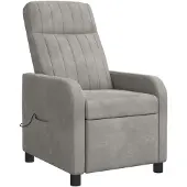 vidaXL Massage Relaxstoel Lichtgrijs fluweel