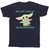 Star Wars Meisjes The Mandalorian Grogu Luistert Niet Katoenen T-Shirt (Marineblauw)