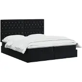 vidaXL Ottoman bed met matras met hoofdeinde 2 st Zwart Fluweel