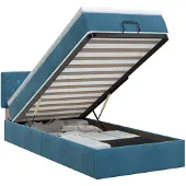 vidaXL Ottoman bed met matras Donkerblauw 90 x 200 cm Fluweel