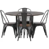 Ebuy24 Stone eethoek eettafel zwart 4 stoelen walnootdecor.