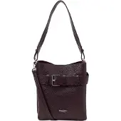 Marc O'Polo Leren schoudertas Brinni Bucket Bag Black Cherry donkerbruin