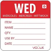 Vogue Oplosbare voedseletiketten daglabels woensdag/rood Vogue, 250 stuks