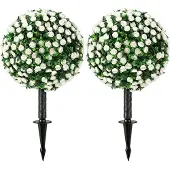 HOMCOM Artificial Plants-PE, Aluminium-30L x 30B x 55H cm-Weiß