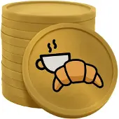 Combicraft croissant met koffie munten goud Ø29mm enkelzijdig bedrukt - 100 stuks