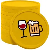 Combicraft bier en wijn munten geel Ø29mm enkelzijdig bedrukt - 100 stuks