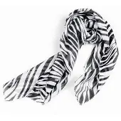 Semoic (R) Zwart-witte chiffon strepen gestreepte damessjaal
