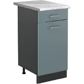 Vicco Keukenonderkast R-Line, Blauw-grijs/Antraciet, 40 cm marmer werkblad