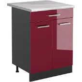 Vicco Keukenonderkast R-Line Rode hoogglans/Antraciet 60 cm met lade marmer werkblad, Model 61092