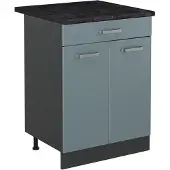 Vicco Keukenonderkast R-Line Blauw-grijs/Antraciet 60 cm met lade antraciet werkblad, Model 61123