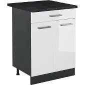 Vicco Keukenonderkast R-Line Wit Hoogglans/Antraciet 60 cm met lade antraciet werkblad, Model 61131