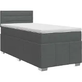 vidaXL Boxspringbed met matras, donkergrijs, 90 x 190 cm, gestoffeerd
