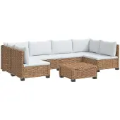 vidaXL 7 st Rieten Loungeset met Kussens GENDT Natuurlijk Riet Naturel