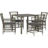 vidaXL Buiten Eettafel Set 5 st Grijs poly rattan