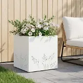 vidaXL Plantenbak Wit 50 x 50 x 49 cm Koudgewalst staal