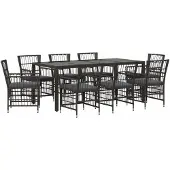 vidaXL Buiten Eettafel Set 9 st Zwart poly rattan