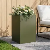 vidaXL Plantenbak Olijfgroen 40 x 40 x 75 cm Koudgewalst staal
