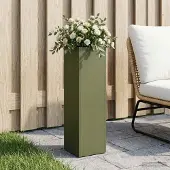 vidaXL Plantenbak Olijfgroen 20 x 20 x 75 cm Koudgewalst staal