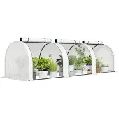 Outsunny Mini Kas-Staal, PE-295L x 100B x 80H cm-Wit