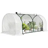 Outsunny Mini kas-PE, staal-200L x 100B x 80H cm-Wit
