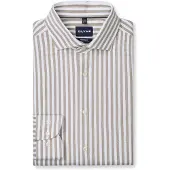 Olymp Japanese Knitted Modern Fit Jersey overhemd bruin, Gestreept