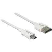 DeLOCK Dunne Premium Micro HDMI - HDMI kabel - versie 2.0 (4K 60Hz) / wit - 1 meter