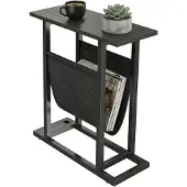 HOMCOM Bijzettafel-Spaanplaat, Staal-49L x 19B x 55H cm-Zwart