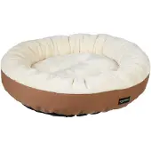Famanu – Rond huisdierenbed, 51 x 51 x 15 cm, crème/bruin