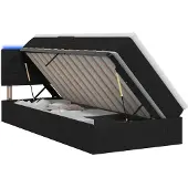 vidaXL LED-bed met opbergruimte en matras, zwart, 90 x 200 cm, met stoffen bekleding