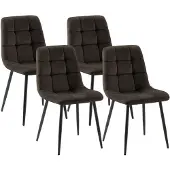 CLP Set van 4 eetkamerstoelen Tilde, bekleed met fluweel, met rugleuning, belastbaar tot 150 kg, bruin