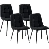 CLP Set van 4 eetkamerstoelen Tilde, bekleed met rugleuning, belastbaar tot 150 kg, kleur zwart, materiaal: fluweel