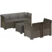 vidaXL 5-Zits Tuinbank Rattanlook PP Lichtgrijs