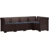 vidaXL 5-Zits Tuinbank met Kussens Rattanlook PP Bruin