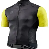 Skins Heren Elite fietsshirt met hoge kraag (Geel/zwart)