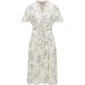BOSS Dames Dalluah Bloemen V-Hals Jurk (Crème/Zwart)