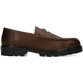 Manfield Bruine chunky leren loafers | Maat 44