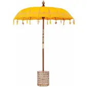 vidaXL Balinese parasol met basis Geel 185 x 185 x 260 cm Katoen