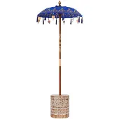 vidaXL Balinese parasol met basis Blauw 95 x 95 x 260 cm Katoen