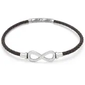 Frank 1967 7FB-0863 Heren Armband – Bruin Gevlochten Leer met Infinity Symbool