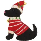 MEA Broche hond zittend met kerstmuts, vilt 6x1x8cm