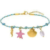 Lucardi Armband blauw / goud / pink / parelwit