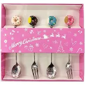 Clayre & Eef Dessert Bestek SET 4 Zilverkleurig Metaal Kerst