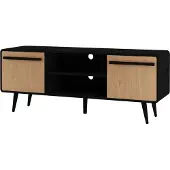 DOMUS Chantal|Lowboard met 2 laden in spaanplaat natuur en zwart